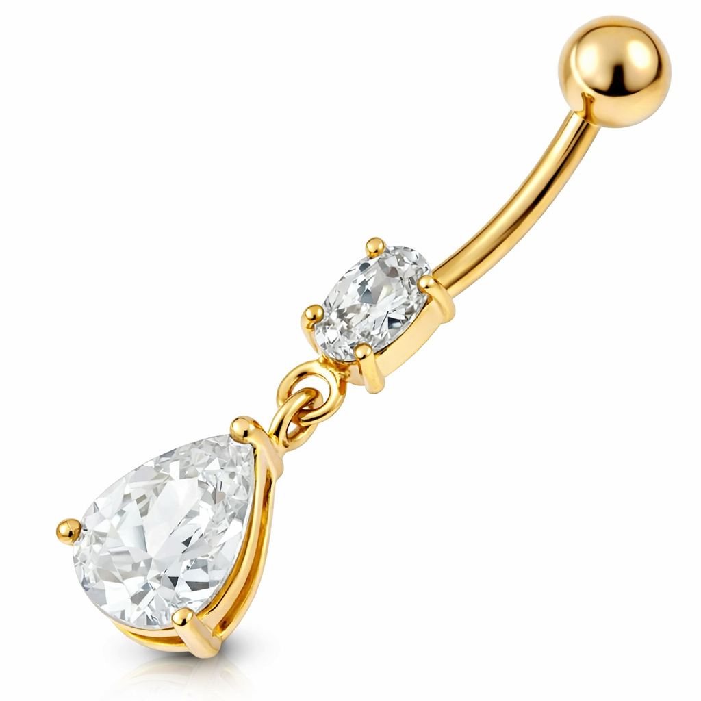 Kullattu Alexis-napakoru roikkuvalla pisaranmuotoisella kristallilla