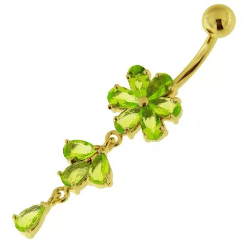 Silver belly button ring, Diamond Daisy in Rosegold