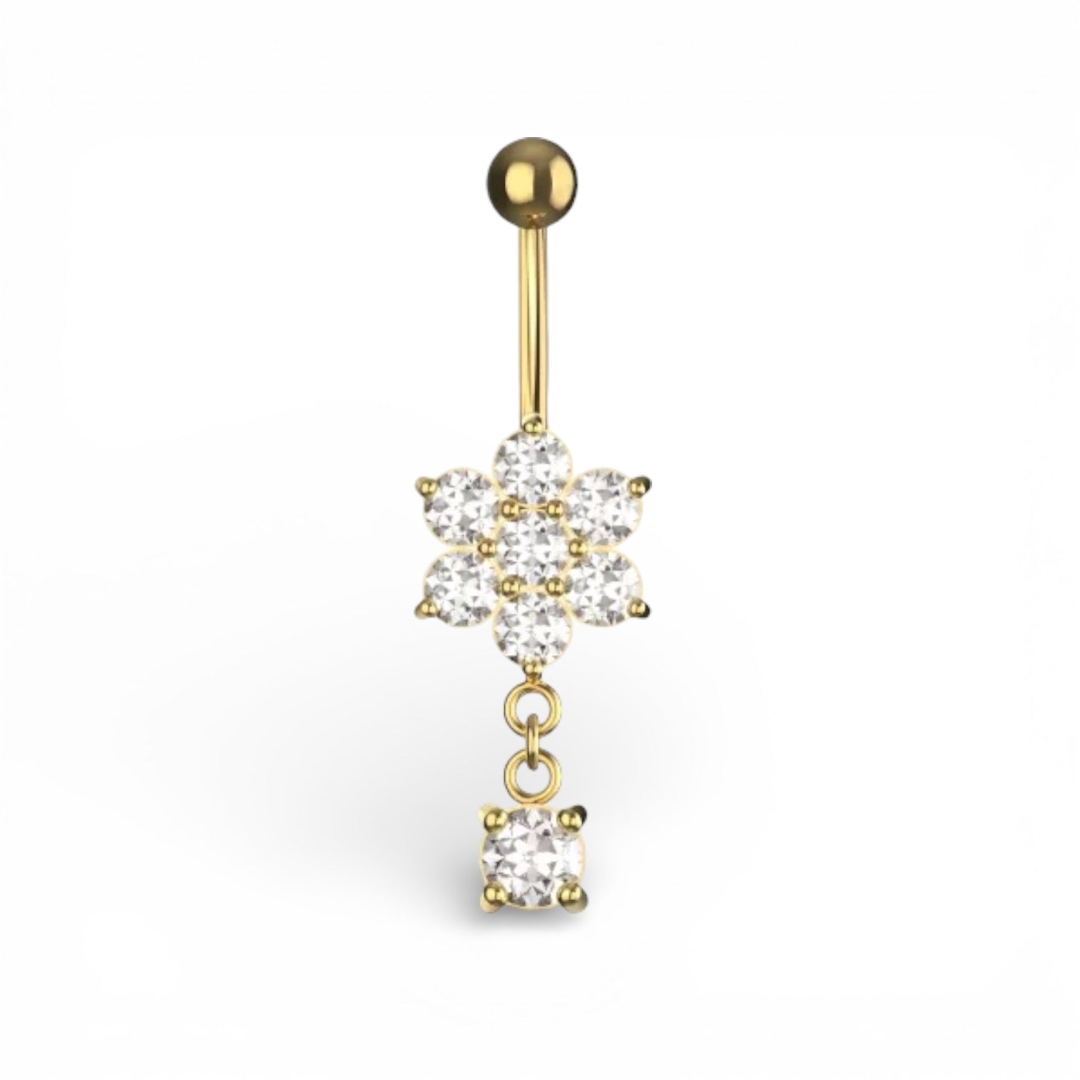 Kullattu Maribel-napakoru kukkakoristeella ja roikkuvalla kristallilla