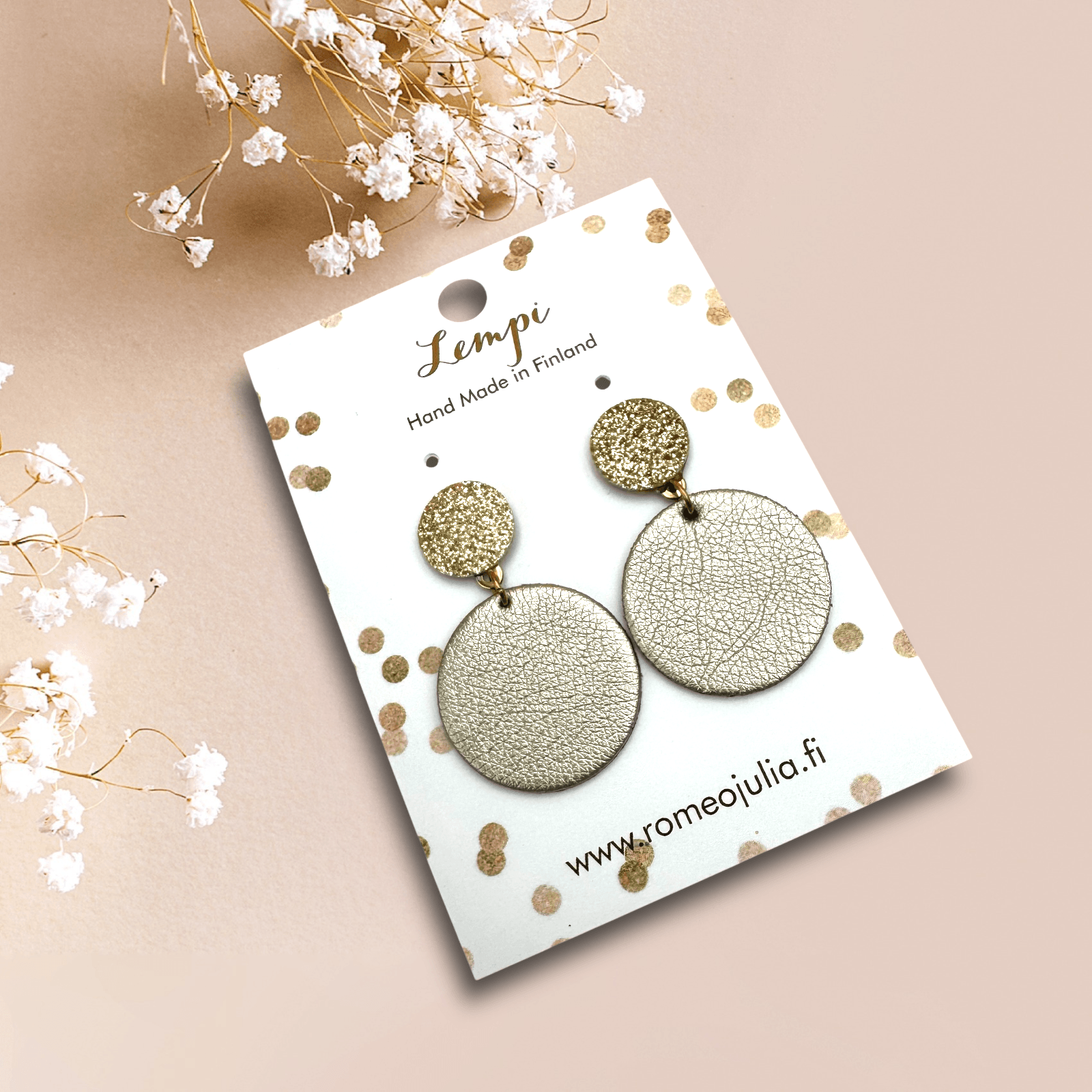 LEMPI®-korvakorut, Seela (beige / kulta kimallus)