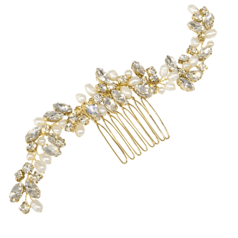 ATHENA BRIDAL | Liliane -helmikoristeinen hiuskoriste (kulta)