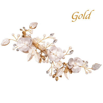 ATHENA BRIDAL | Fleur -kukkakoristeinen hiuskoru klipsillä (shampanja)