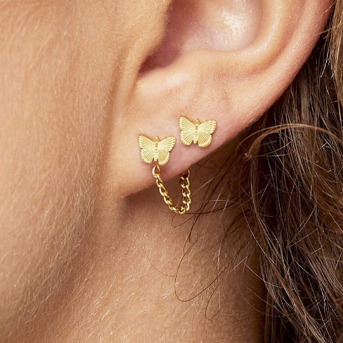 FRENCH RIVIERA | Robin -kirurginteräksiset perhosnapit (kulta)