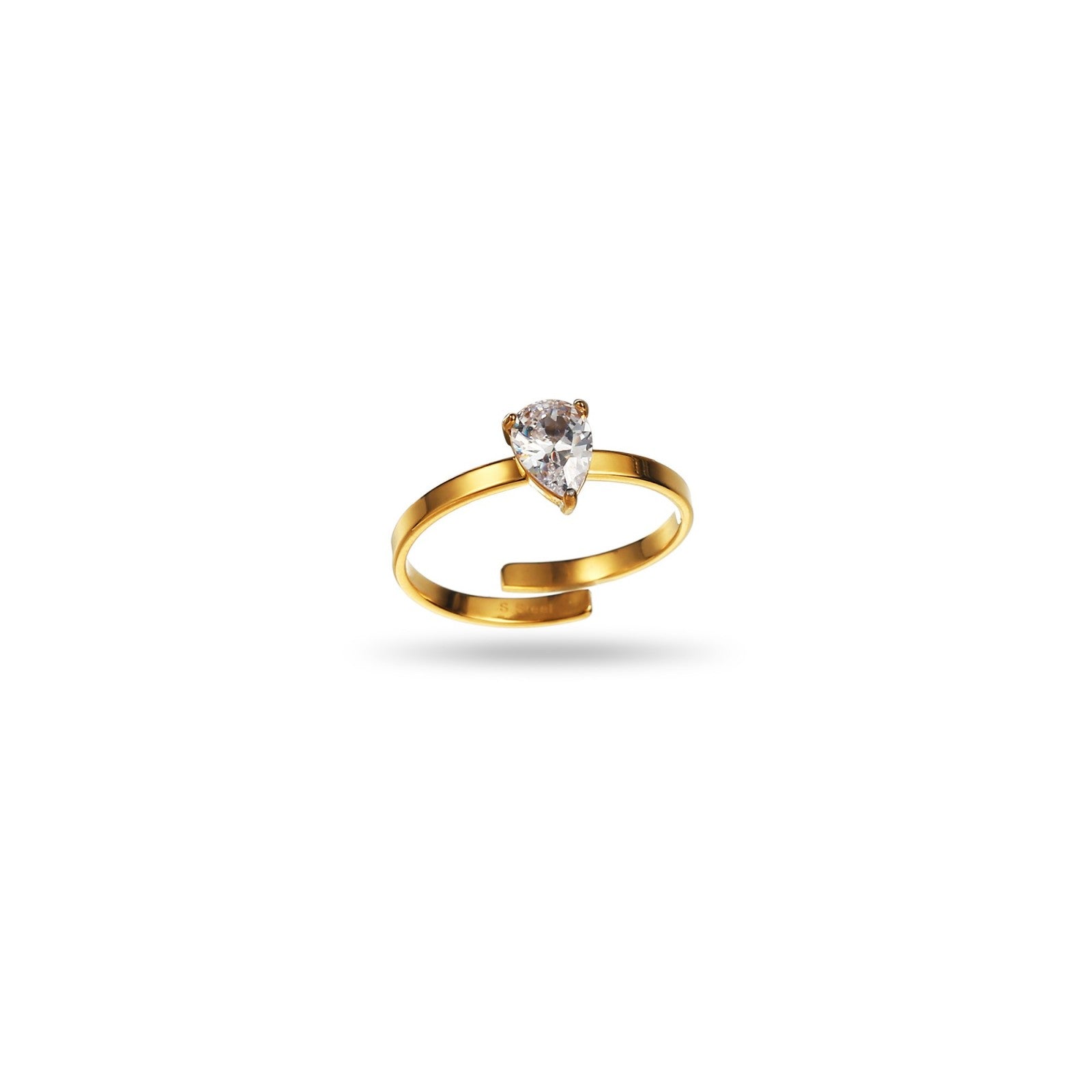FRENCH RIVIERA | Dewdrop -kirurginterässormus pisaralla (kulta)