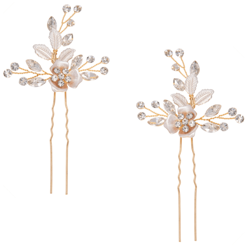 ATHENA BRIDAL | Véronique -kukka hiuskoristesetti (shampanja kulta)