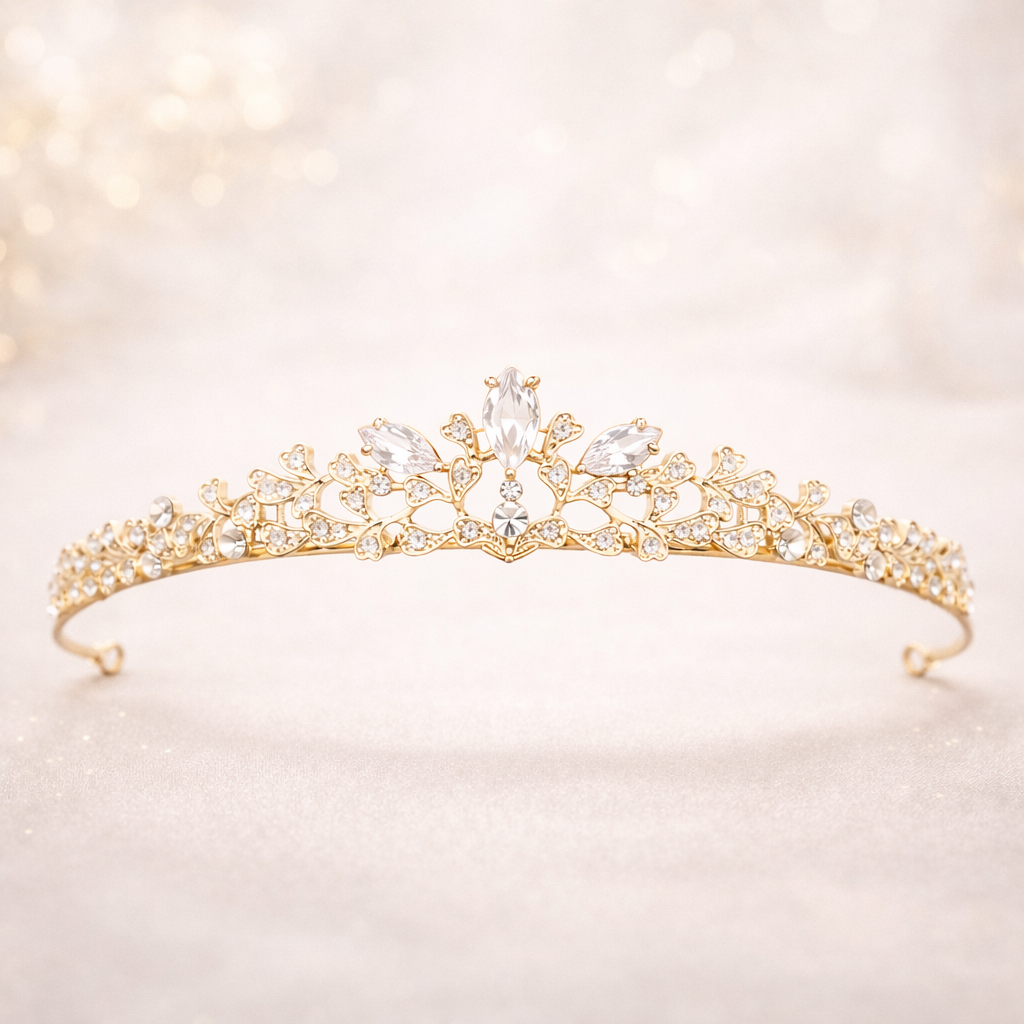 ROMANCE | Vivienne – kullanvärinen tiara kirkkailla kivillä