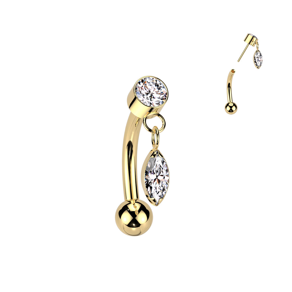 Bananabell/curved barbell 1.2mm|Titanium CZ Curved Barbell