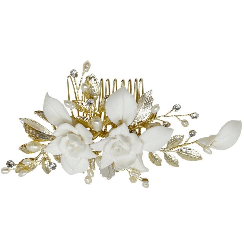 ATHENA BRIDAL | Melissa -kukkakoristeinen hiuskoru (kulta)