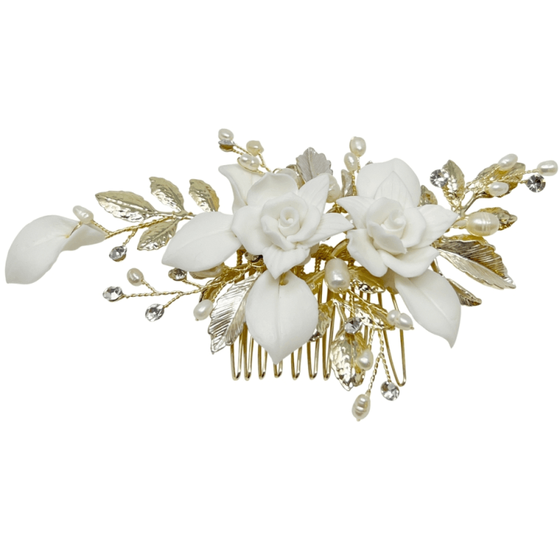 ATHENA BRIDAL | Melissa -kukkakoristeinen hiuskoru (kulta)