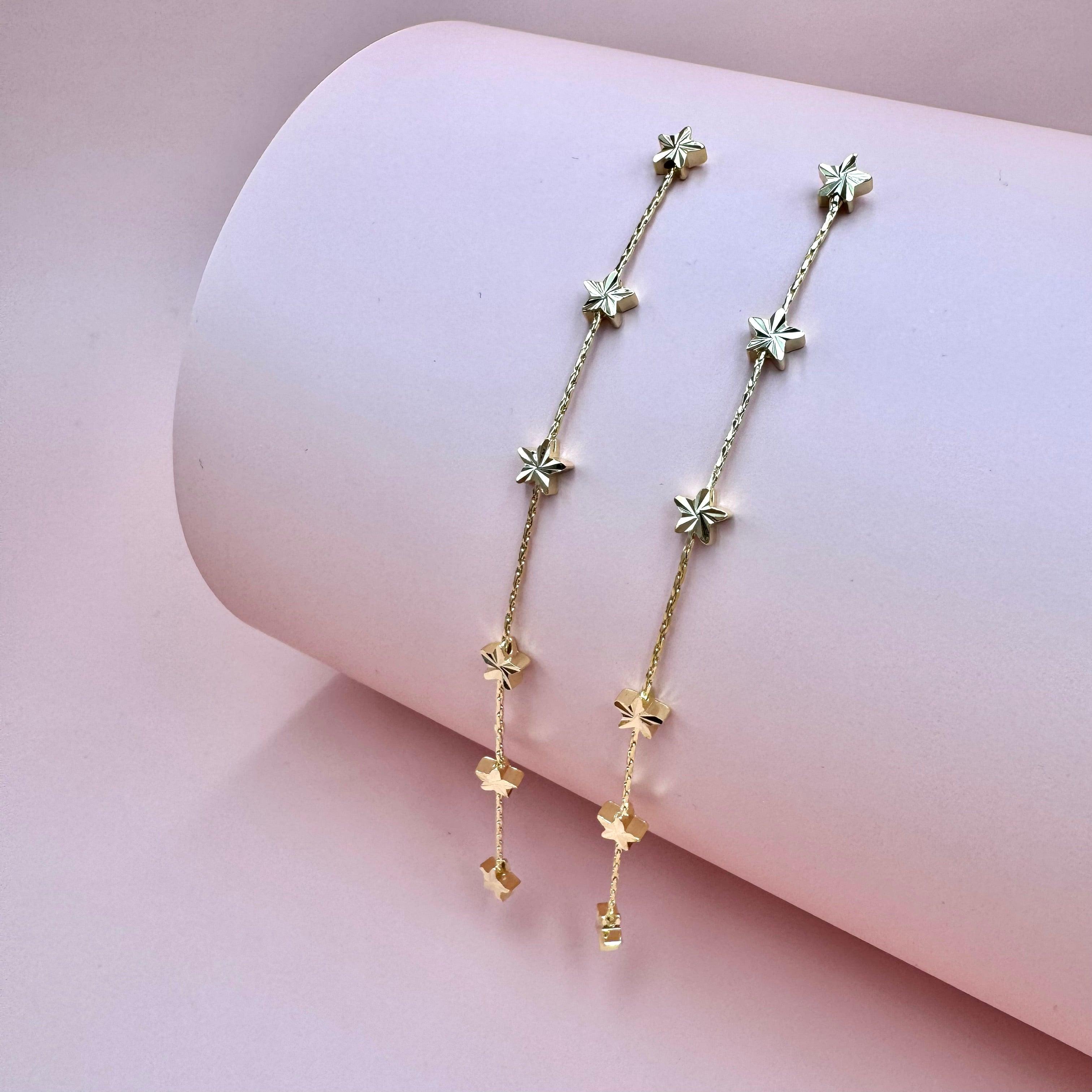 FRENCH RIVIERA | Étoile Earrings -pitkät tähtikorvakorut (kulta)
