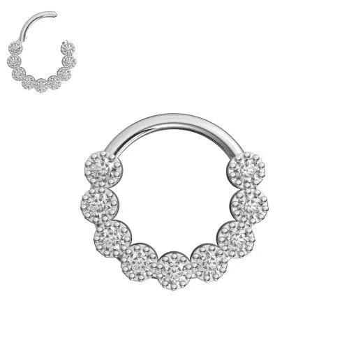 Piercing ring 1.2mm, Titanium Double Line CZ titanium clicker