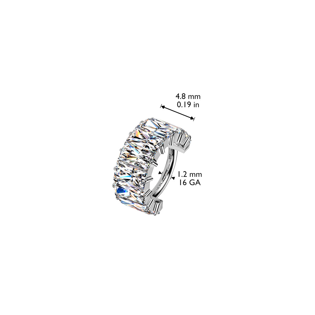 Piercing ring 1.2mm, Titanium Double Line CZ titanium clicker