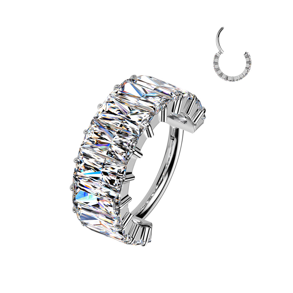 Piercing ring 1.2mm, Titanium Double Line CZ titanium clicker