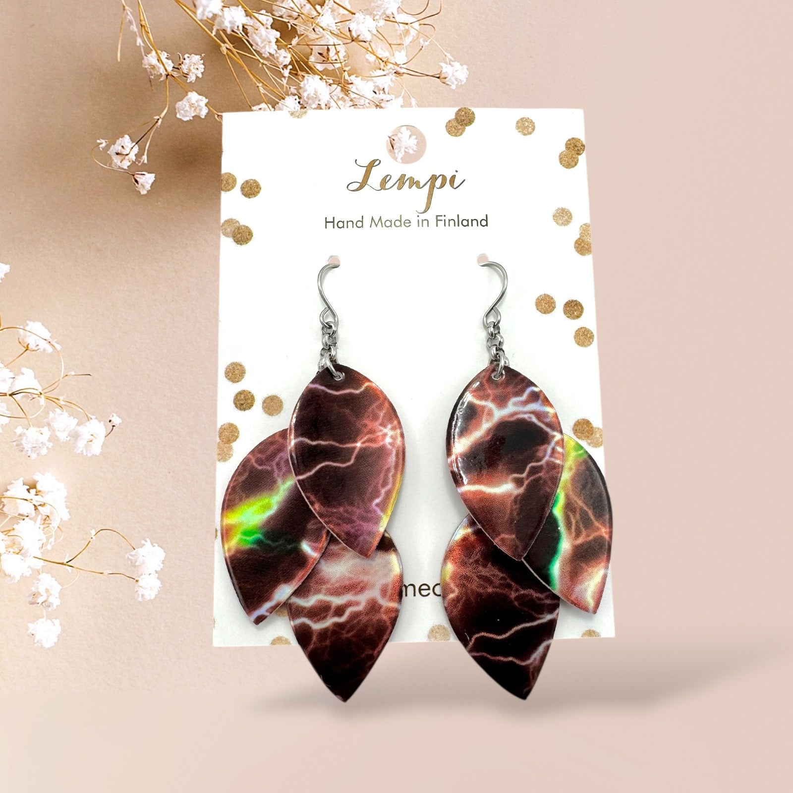 LEMPI® Pikku Vilja -korvakorut yöhehku, käsintehdyt kotimaiset korvakorut.