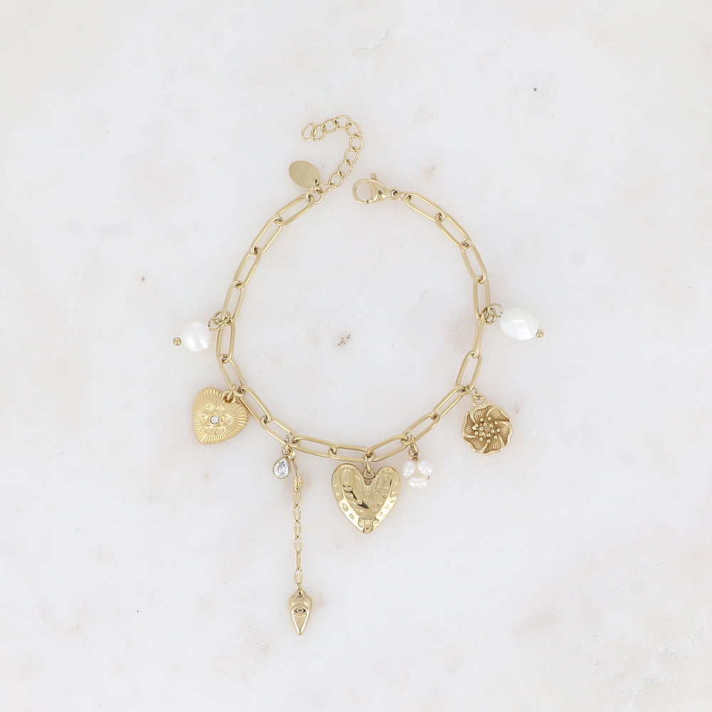 BOHM PARIS | Bracelet Bethany – charm-rannekoru helmillä (kulta)