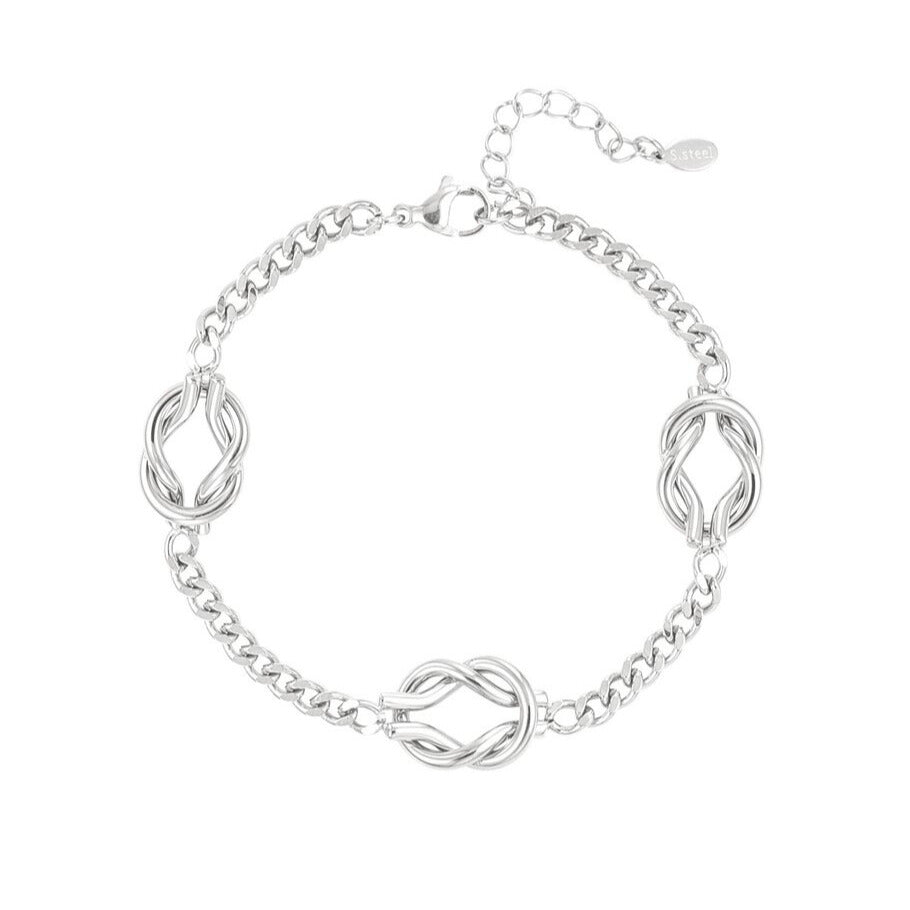 FRENCH RIVIERA | Mini Clover Charm Surgical Steel Bracelet (Silver)