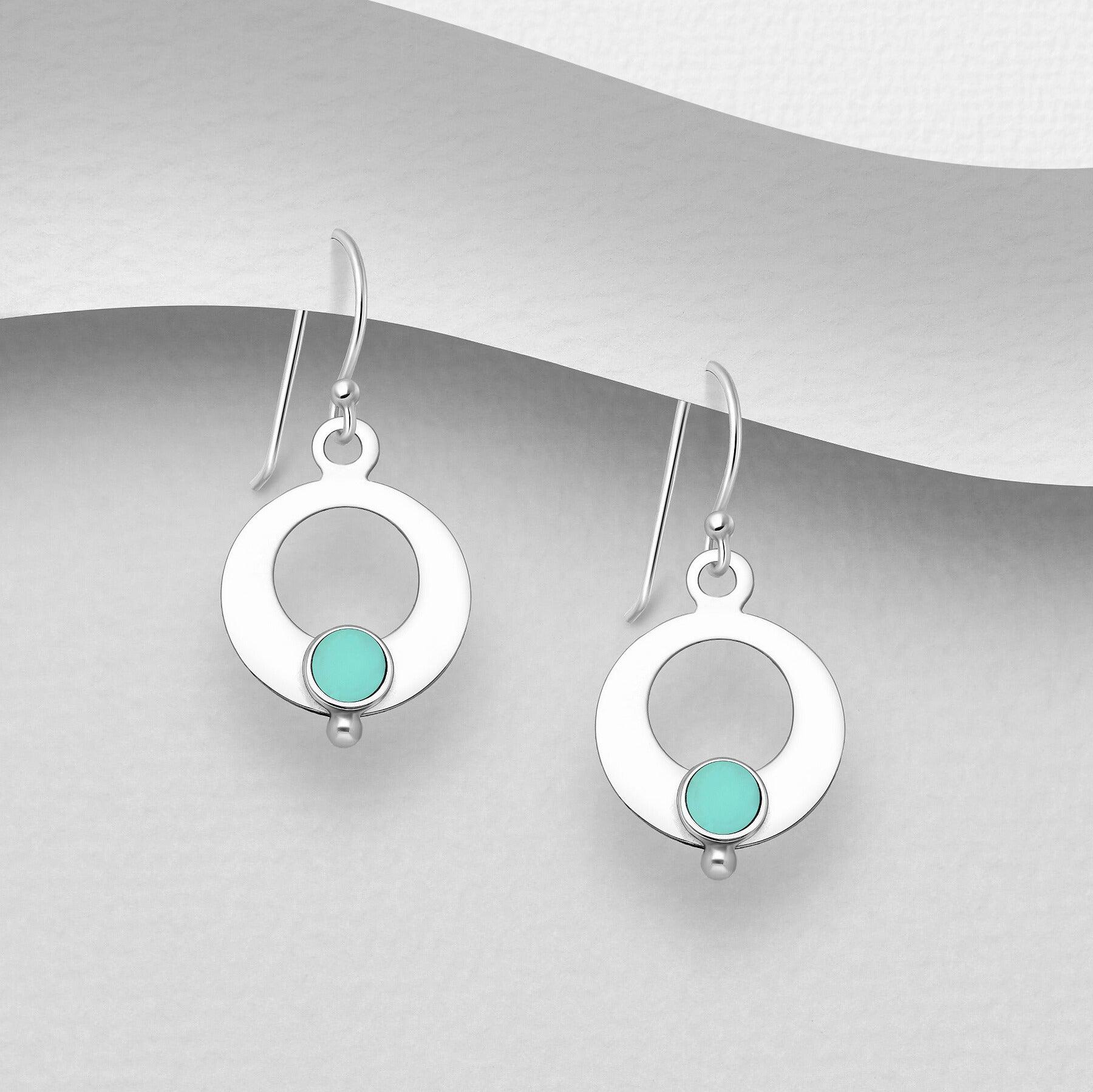 PREMIUM COLLECTION | Kajsa -minimalistiset hopeakorvakorut (turkoosi)