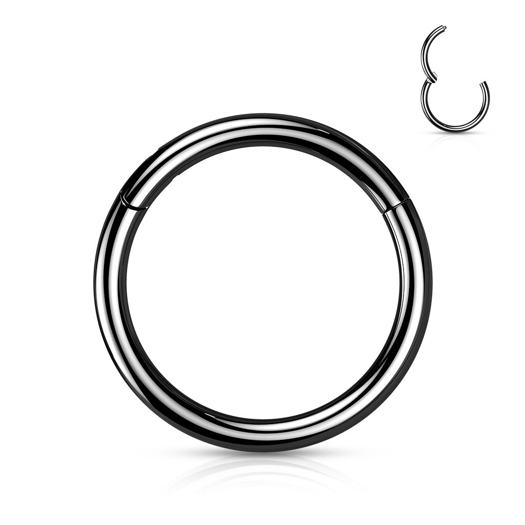 Lävistysrengas 1mm, Titanium Essential Ring – sileä titaaninen clicker (musta)