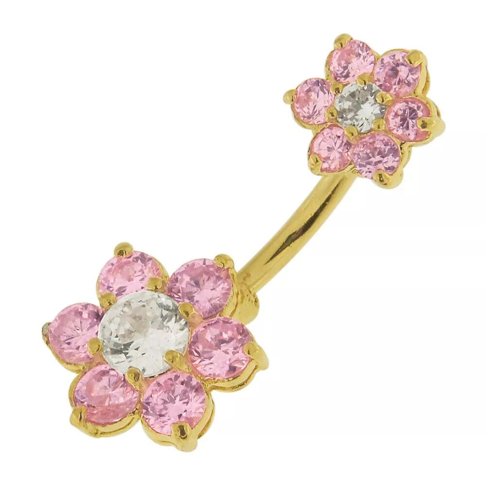 Kullattu vaaleanpunainen Gianna-kukkanapakoru cubic zirconia -kristalleilla