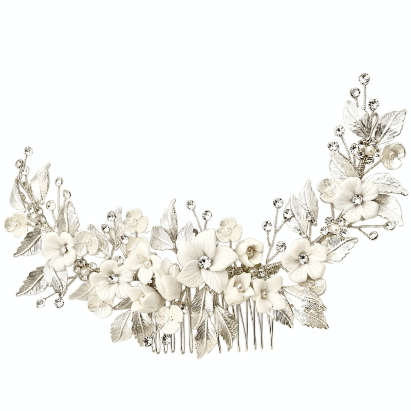 ATHENA BRIDAL | Luxurious Laura Haircomb -hopeinen kukkahiuskampa