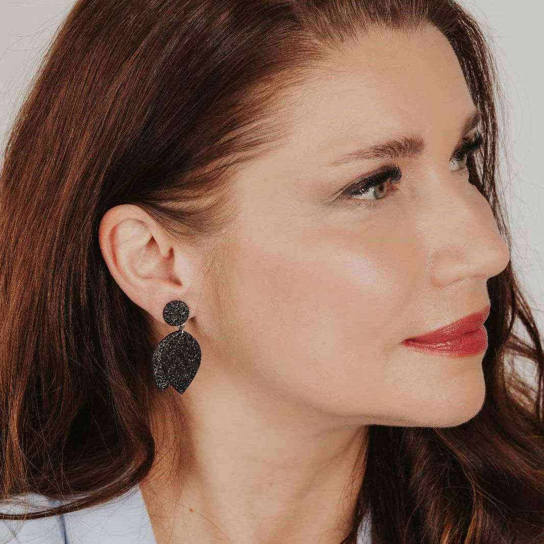 LEMPI®-korvakorut, Nuppu (musta glitter)