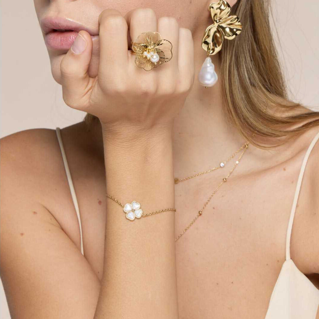 FRENCH RIVIERA | Fortuna Bella -onnenapila kirurginteräsrannekoru (kulta)