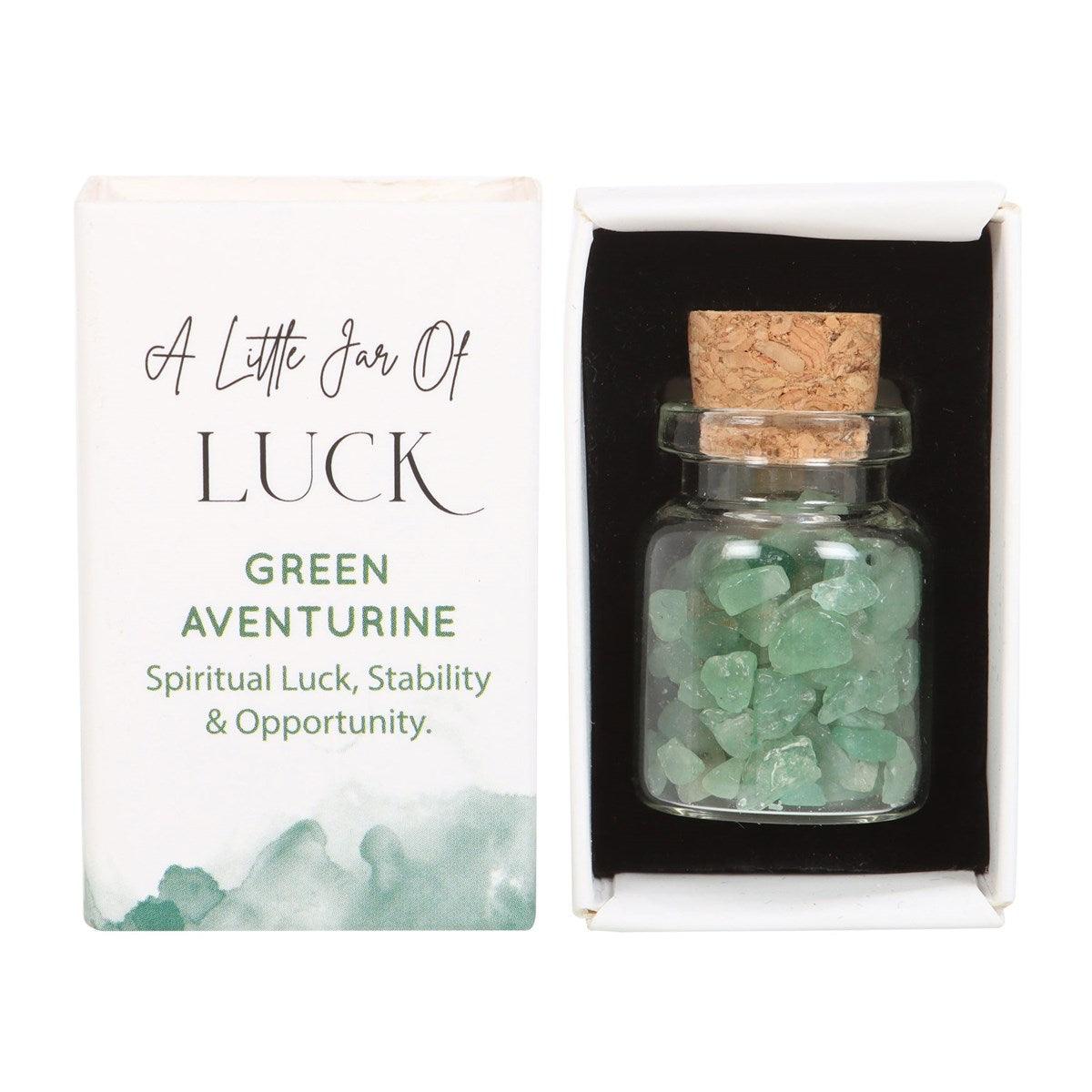 Jar of Luck, Green Aventurine -aventuriini onnenkivipullo "onni"