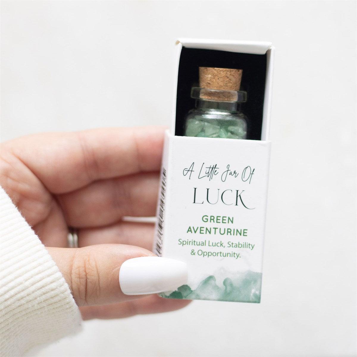 Jar of Luck, Green Aventurine -aventuriini onnenkivipullo "onni"