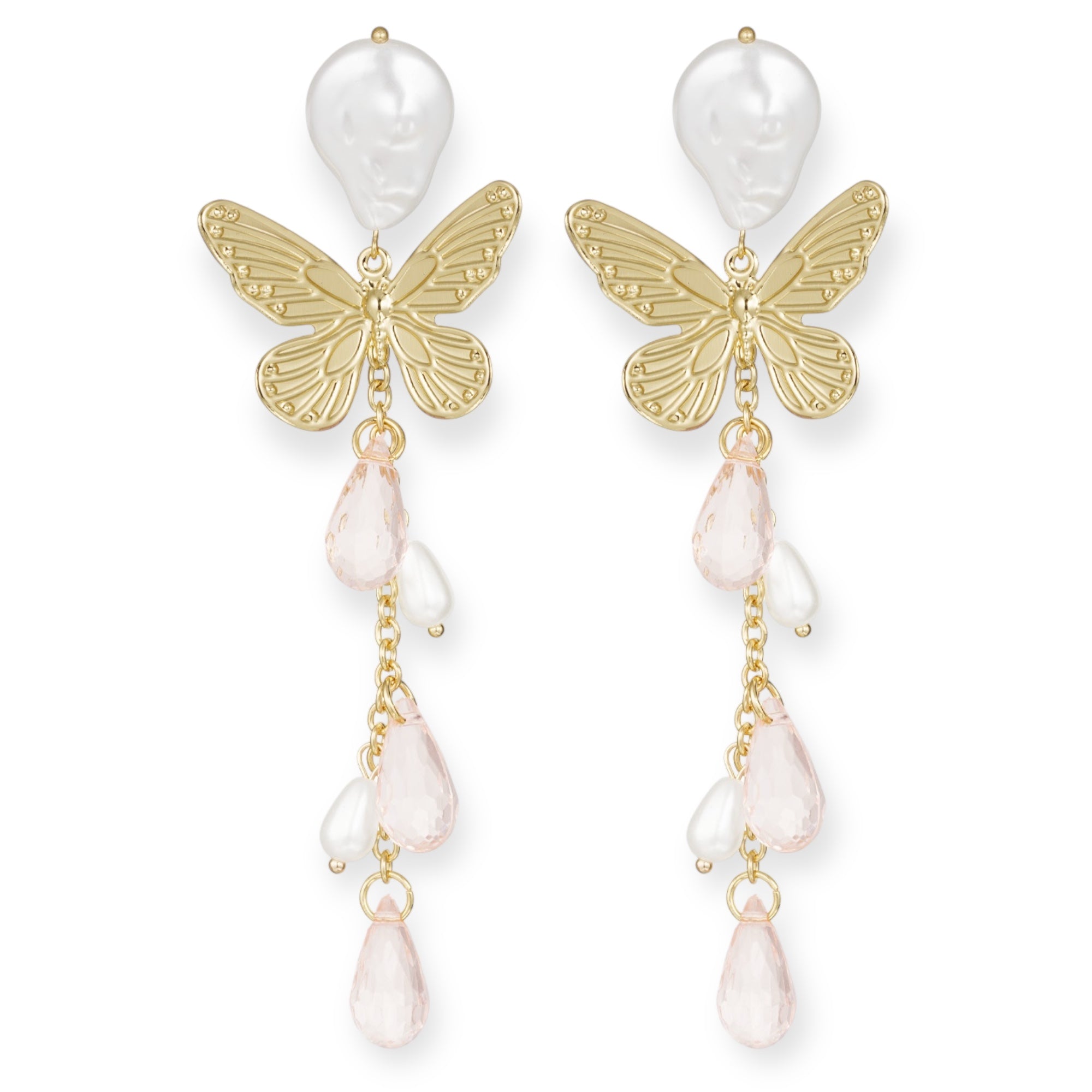 FRENCH RIVIERA | Butterfly Garden -perhoskorvakorut vaaleanpunaisin helmin