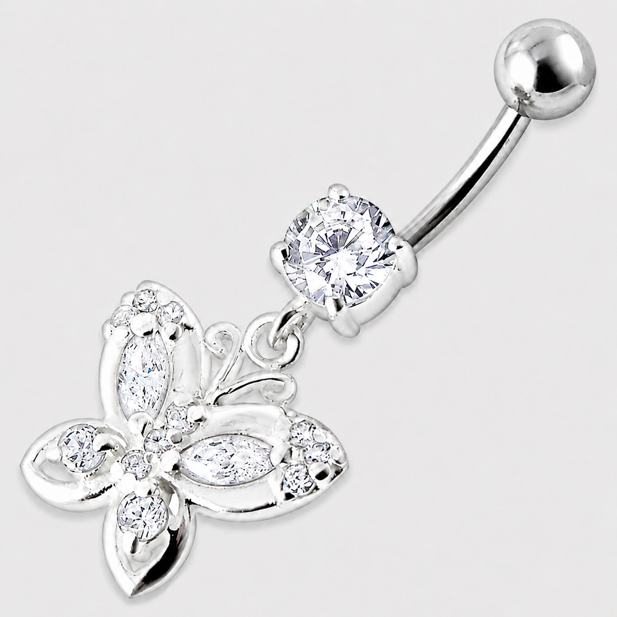 Titanium navel ring, Emery dangling butterfly navel ring
