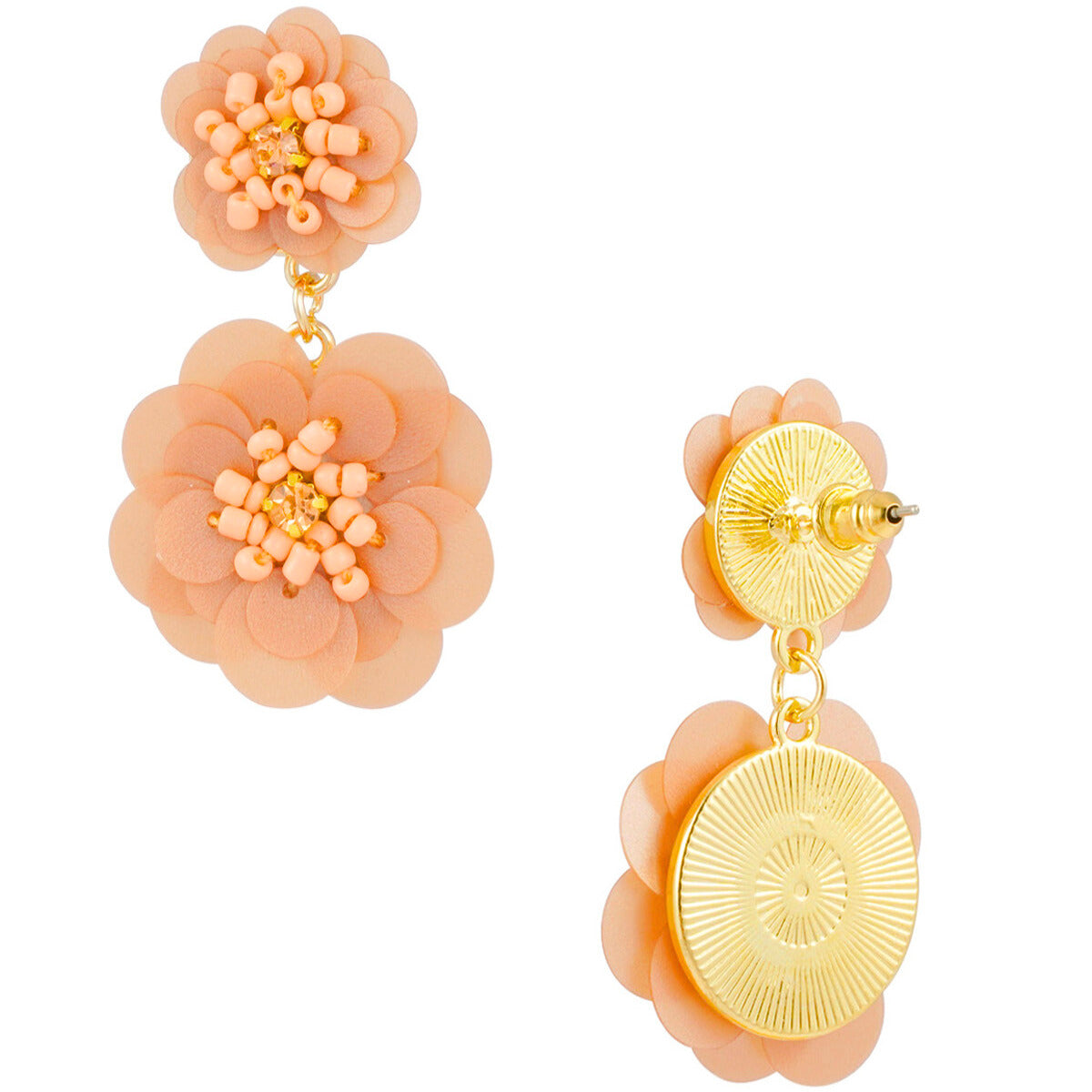 FRENCH RIVIERA | Blossom Meadow -persikkaiset kukkakorvakorut