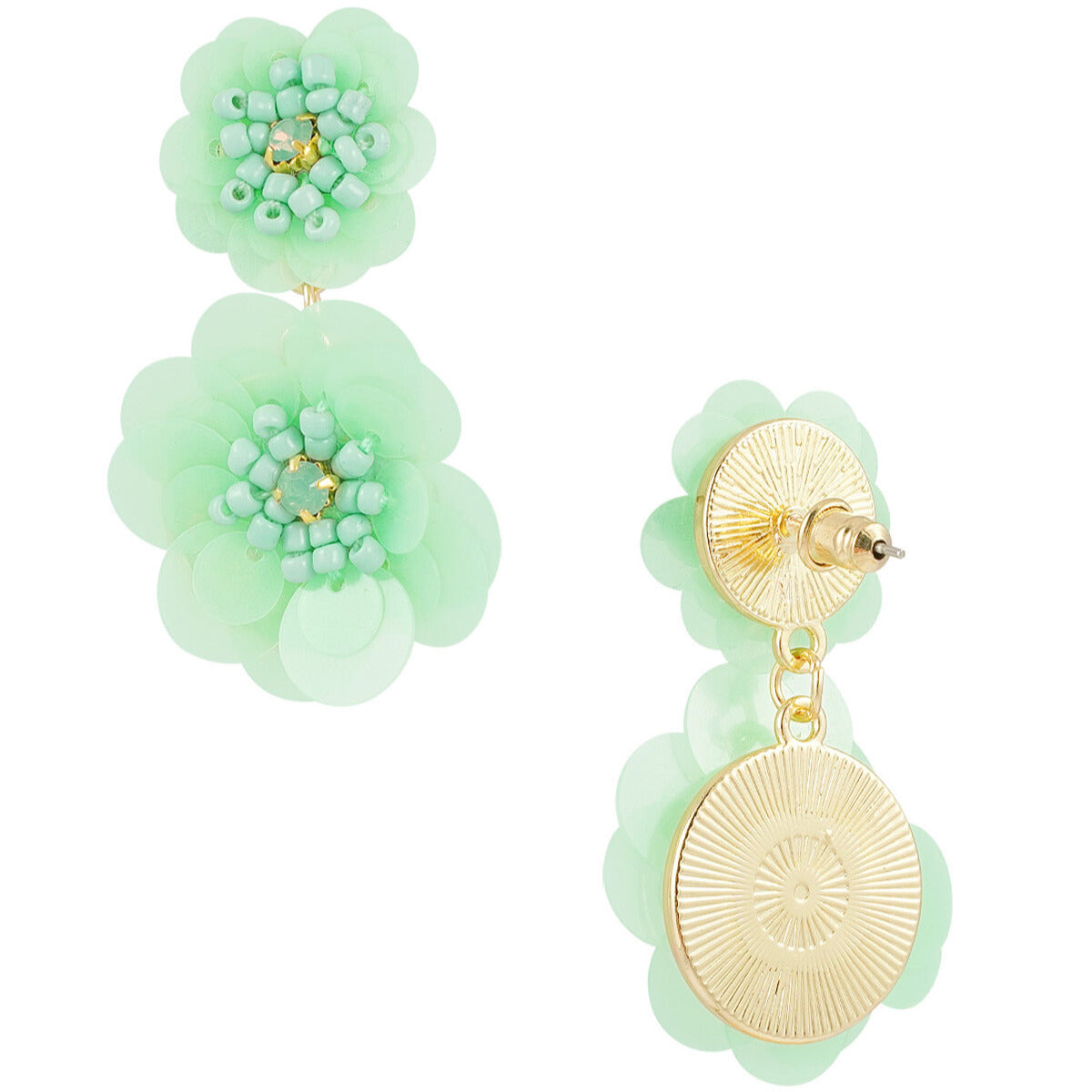 FRENCH RIVIERA | Blossom Meadow -vaaleanvihreät kukkakorvakorut