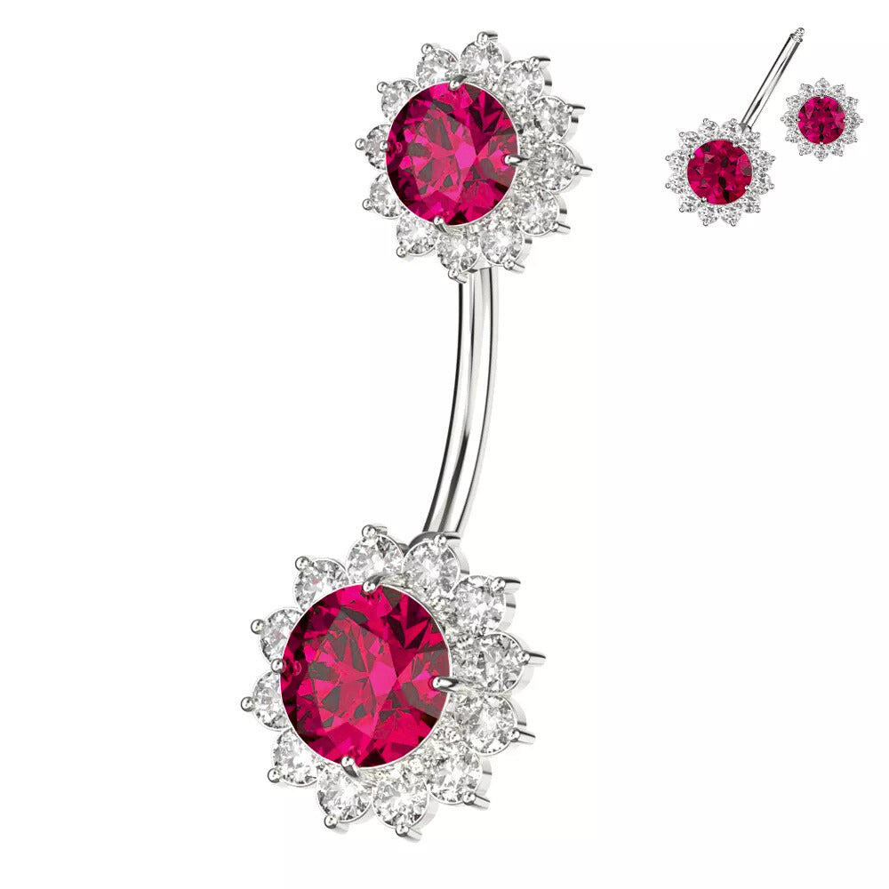 Rubiininpunainen titaaninapakoru säihkyvällä kaksiosaisella koristeella