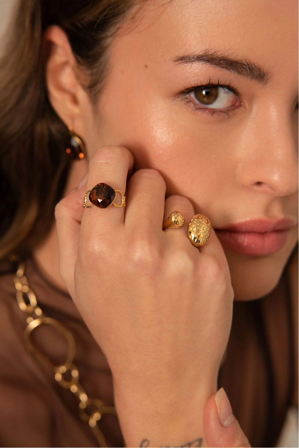 BOHM PARIS | Bague Dasia - cognac Swarovski®-kristallisormus