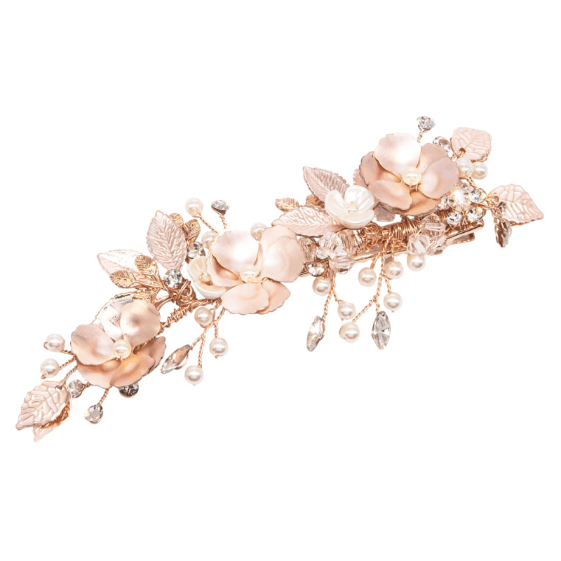 ATHENA BRIDAL | Fleur -kukkakoristeinen hiuskoru klipsillä (r.kulta)