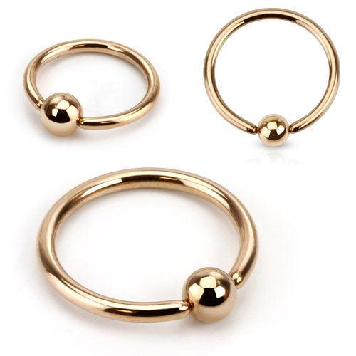 Lävistysrengas 1.2mm / 4mm pallo, Rosegold BCR -ruusukultainen rengas