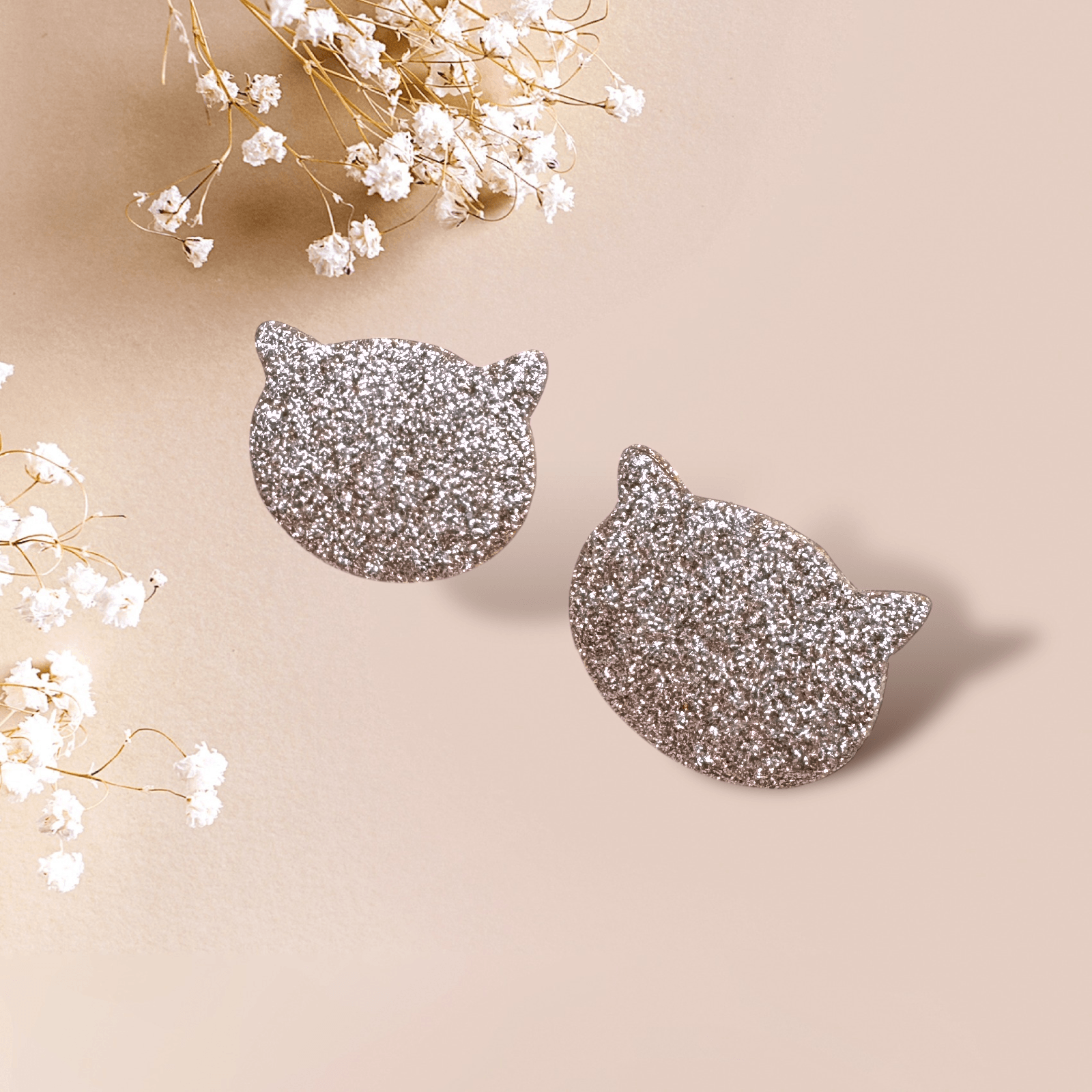 LEMPI®-malliston Misu-korvakorut ruusukulta, skandinaavinen kissadesign