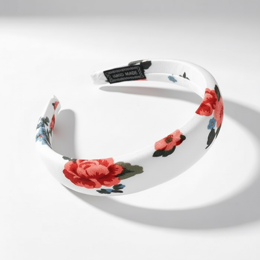 Hiuspanta|SUGAR SUGAR, Rosy Hairband -valkoinen topattu kukkapanta