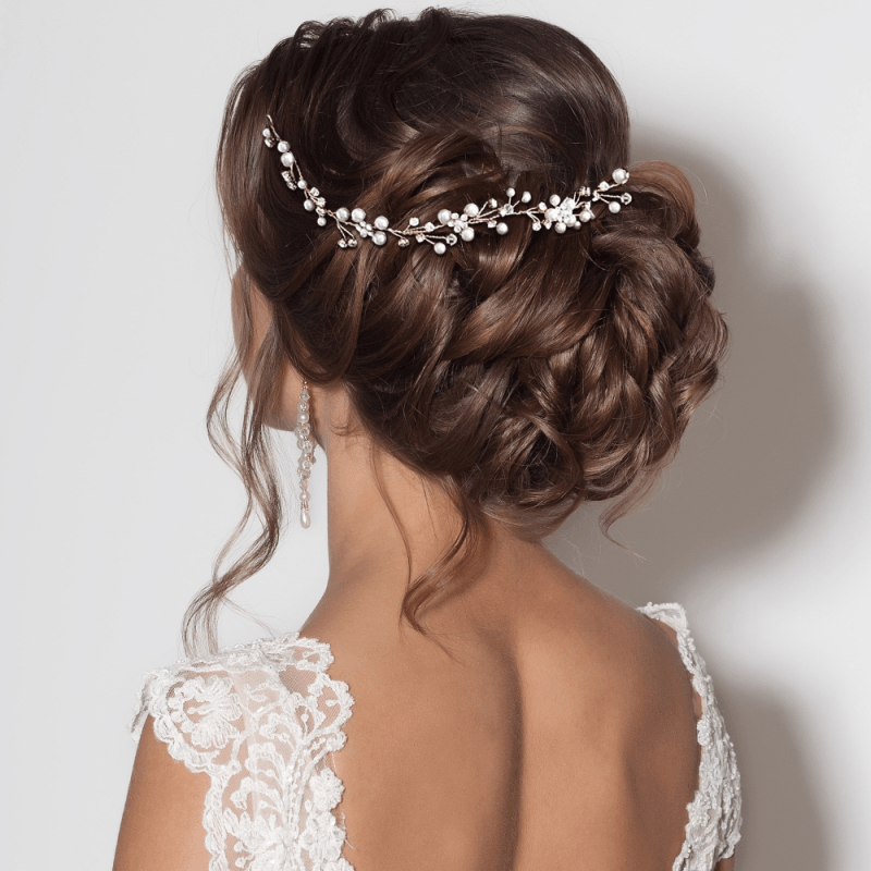 ATHENA BRIDAL | Eva -helmikoristeinen muotoiltava hiusköynnös (hopea)