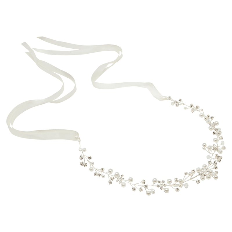 ATHENA BRIDAL | Eva -helmikoristeinen muotoiltava hiusköynnös (hopea)