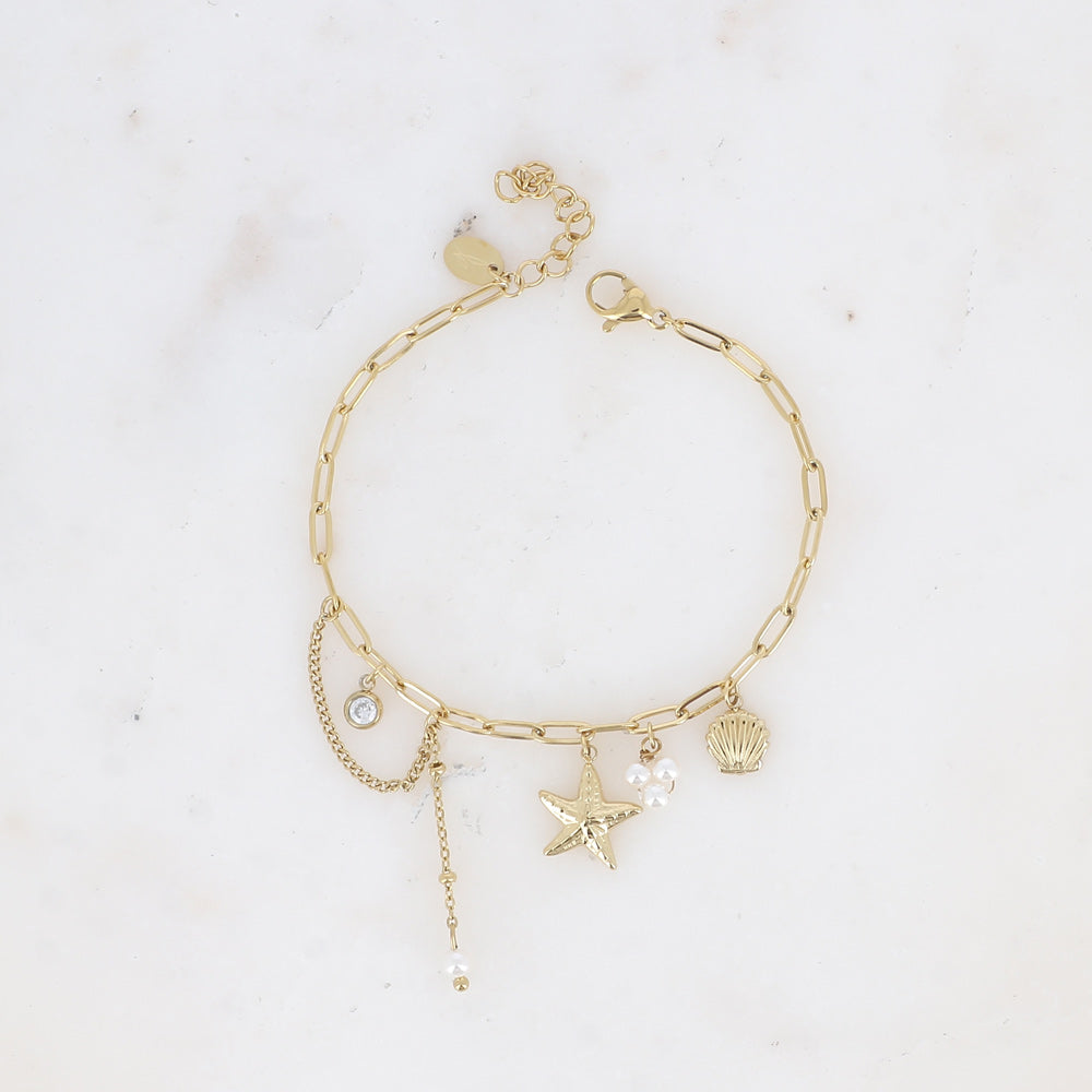 BOHM PARIS | Bracelet Arya – meritähtirannekoru pienin riipuksin (kulta)