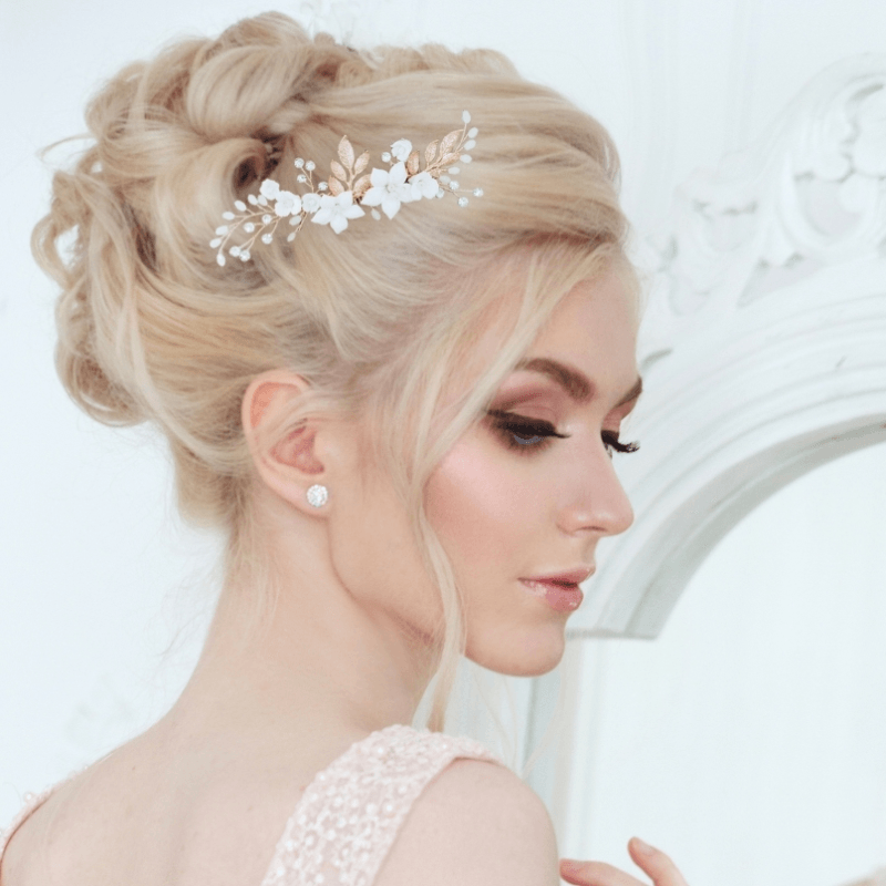 ATHENA BRIDAL | Nadine -kukkakoristeinen hiuskoru (kulta)