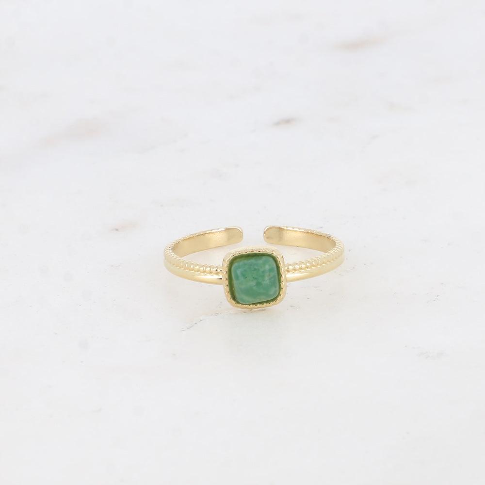 BOHM PARIS | Bague Kalys -kirurginterässormus vihreällä jaspiksella
