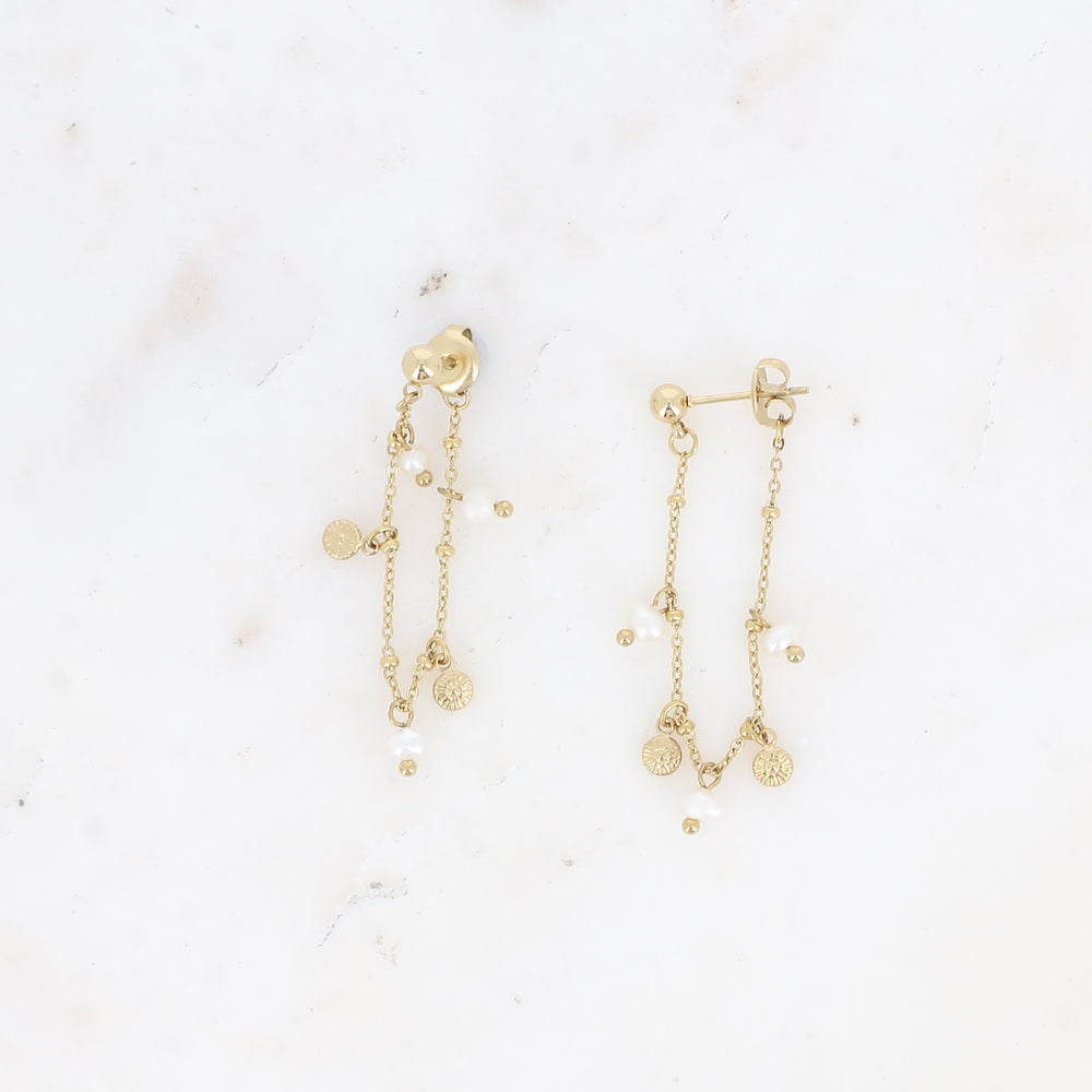 BOHM PARIS | Boucles Clarissa – roikkuvat helmiketjukorvakorut (kulta)