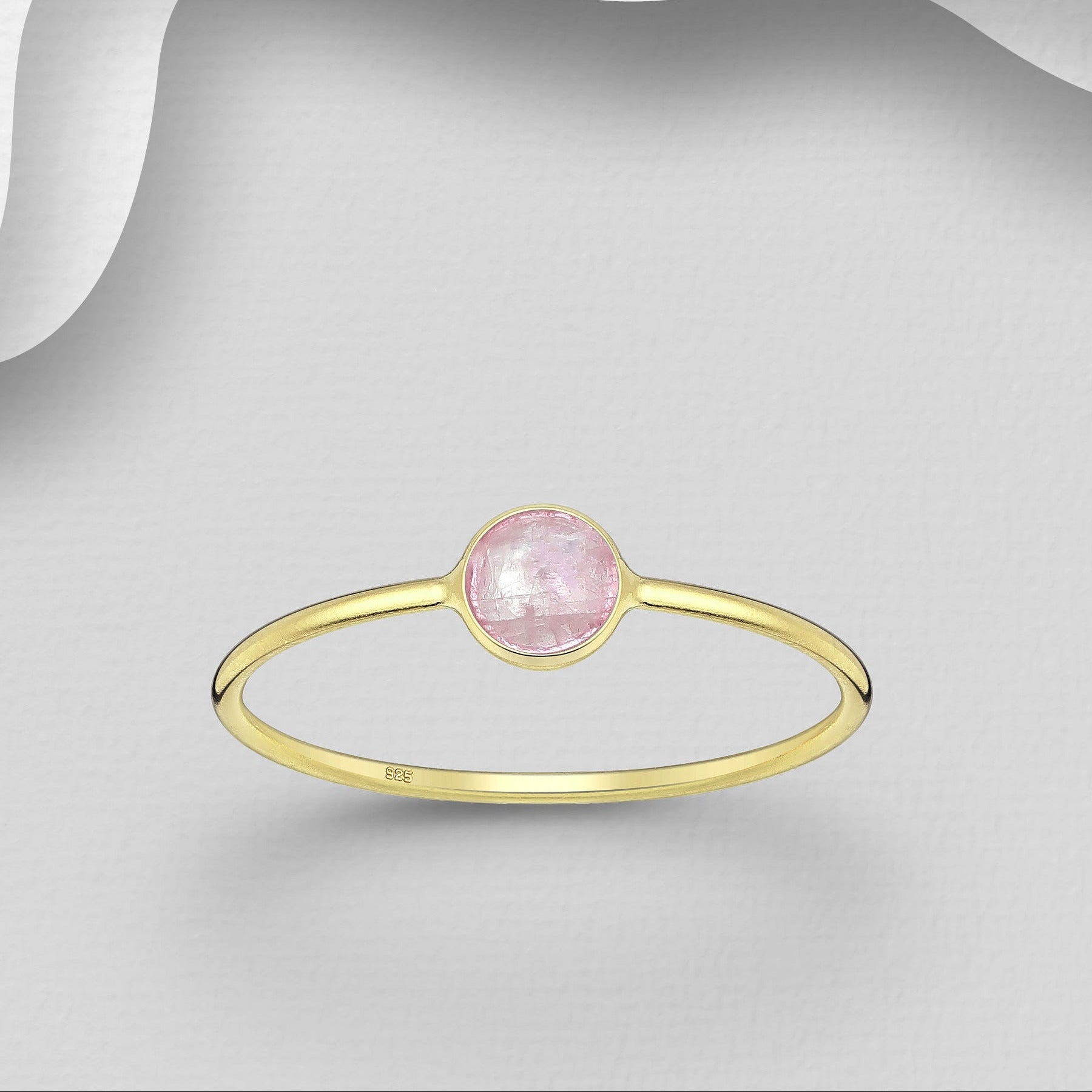 Romanttinen pinkki ruusukvartsi-sormus 925 hopeasta.