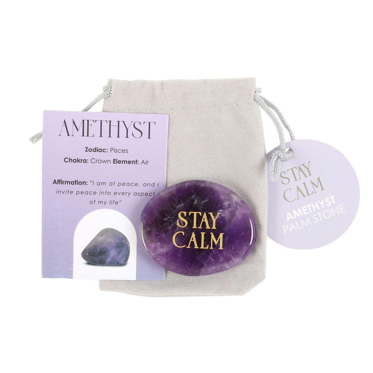 Stay Calm Amethyst -ametisti kämmenkivi "pysy tyynenä"