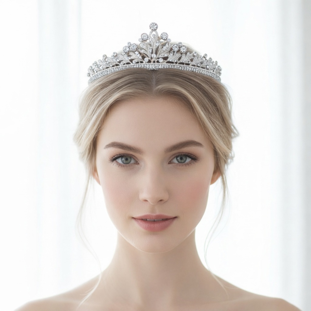 ROMANCE, Serafina -hopeanvärinen tiara kirkkailla kivillä