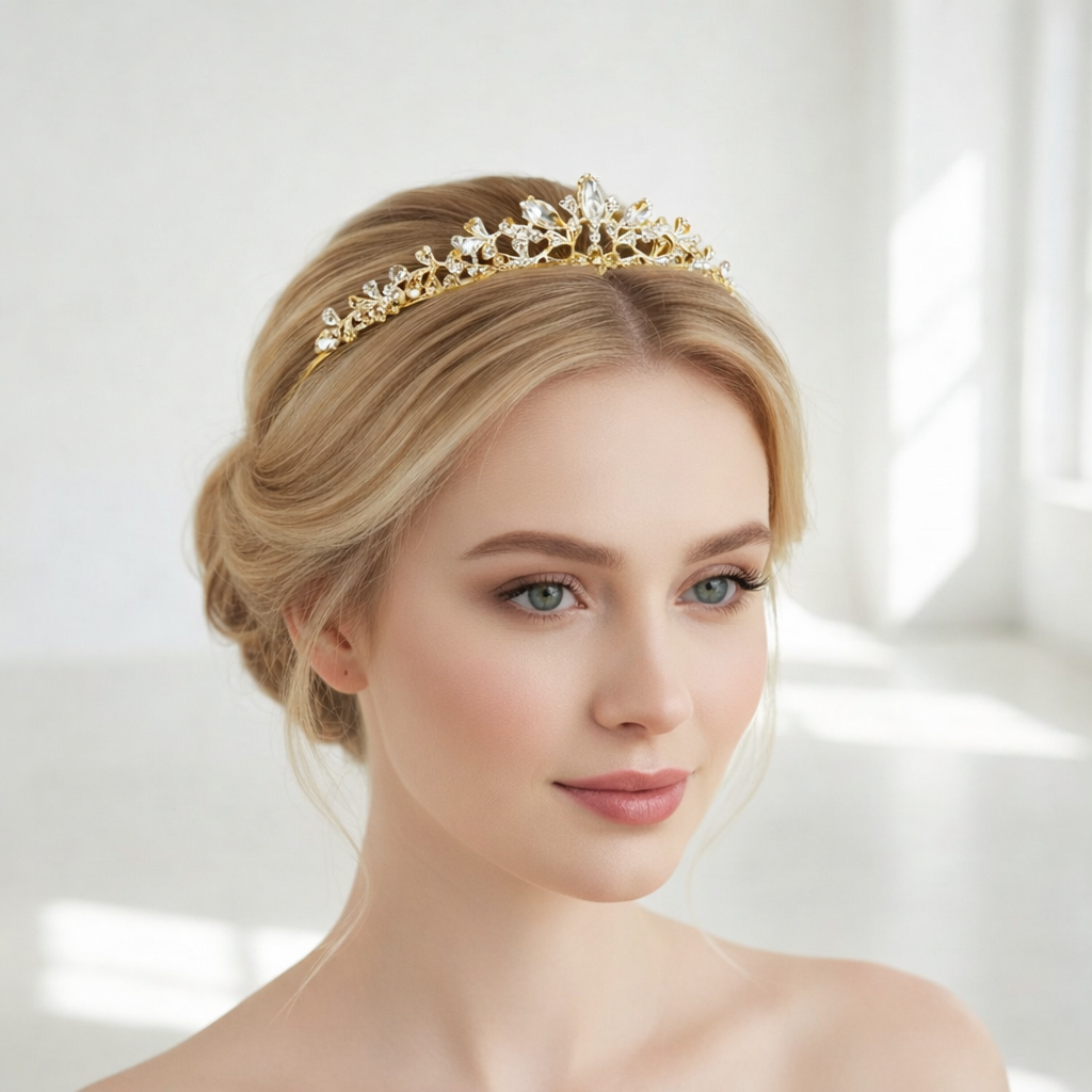 ROMANCE | Vivienne – kullanvärinen tiara kirkkailla kivillä