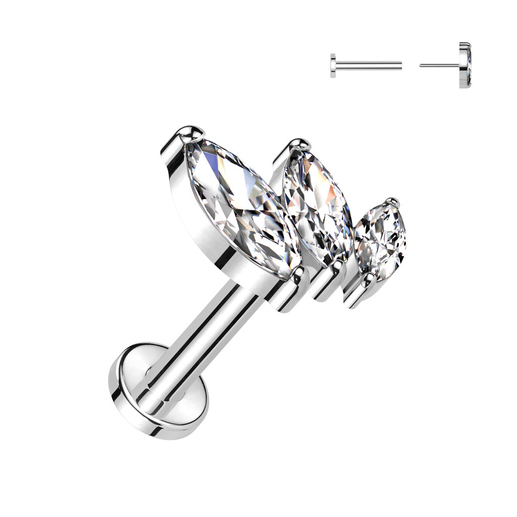 Titanium cartilage jewelry/tragus jewelry, Round Diamond Cut Top in Silver