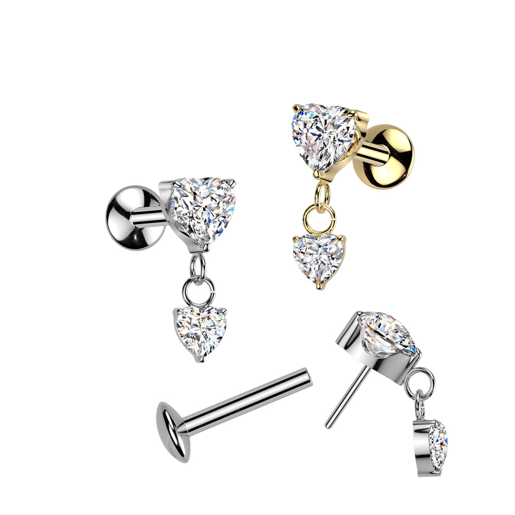 Titanium cartilage jewelry/tragus jewelry, Round Diamond Cut Top in Silver